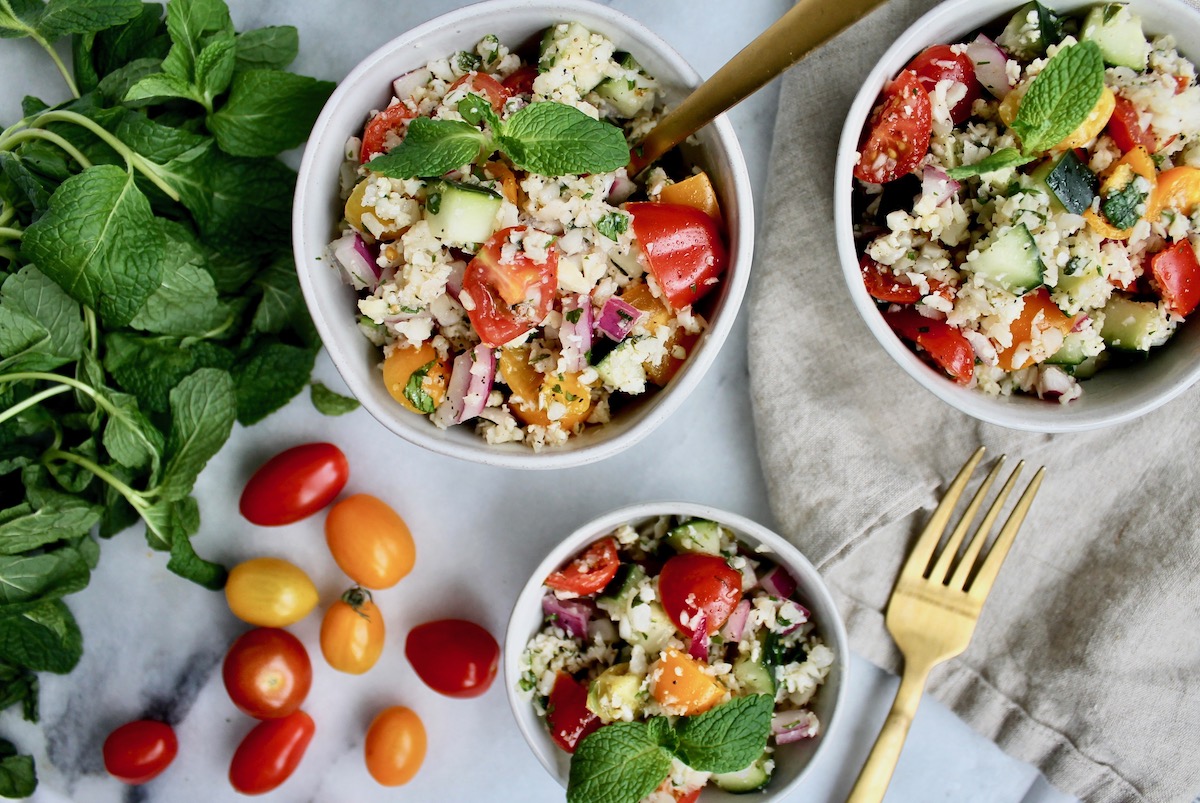 Cauliflower Rice Tabouleh Bowl - Prescribe Nutrition