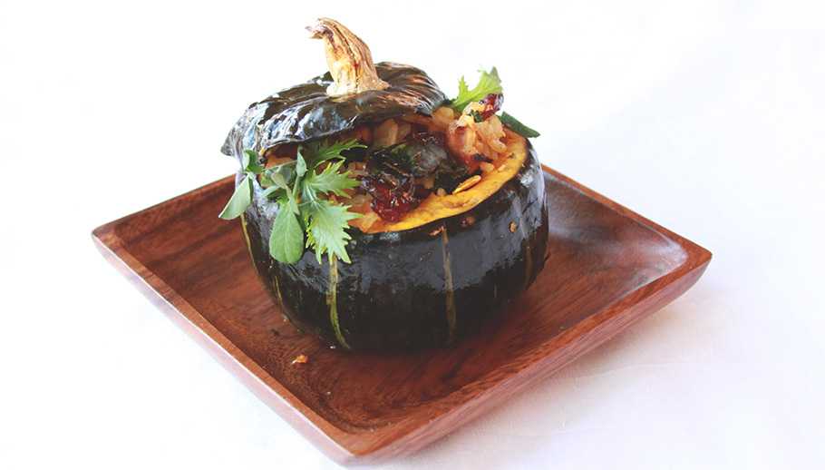Stuffed Pumpkin with Mushroom, Kale, and Thyme - Prescribe Nutrition
