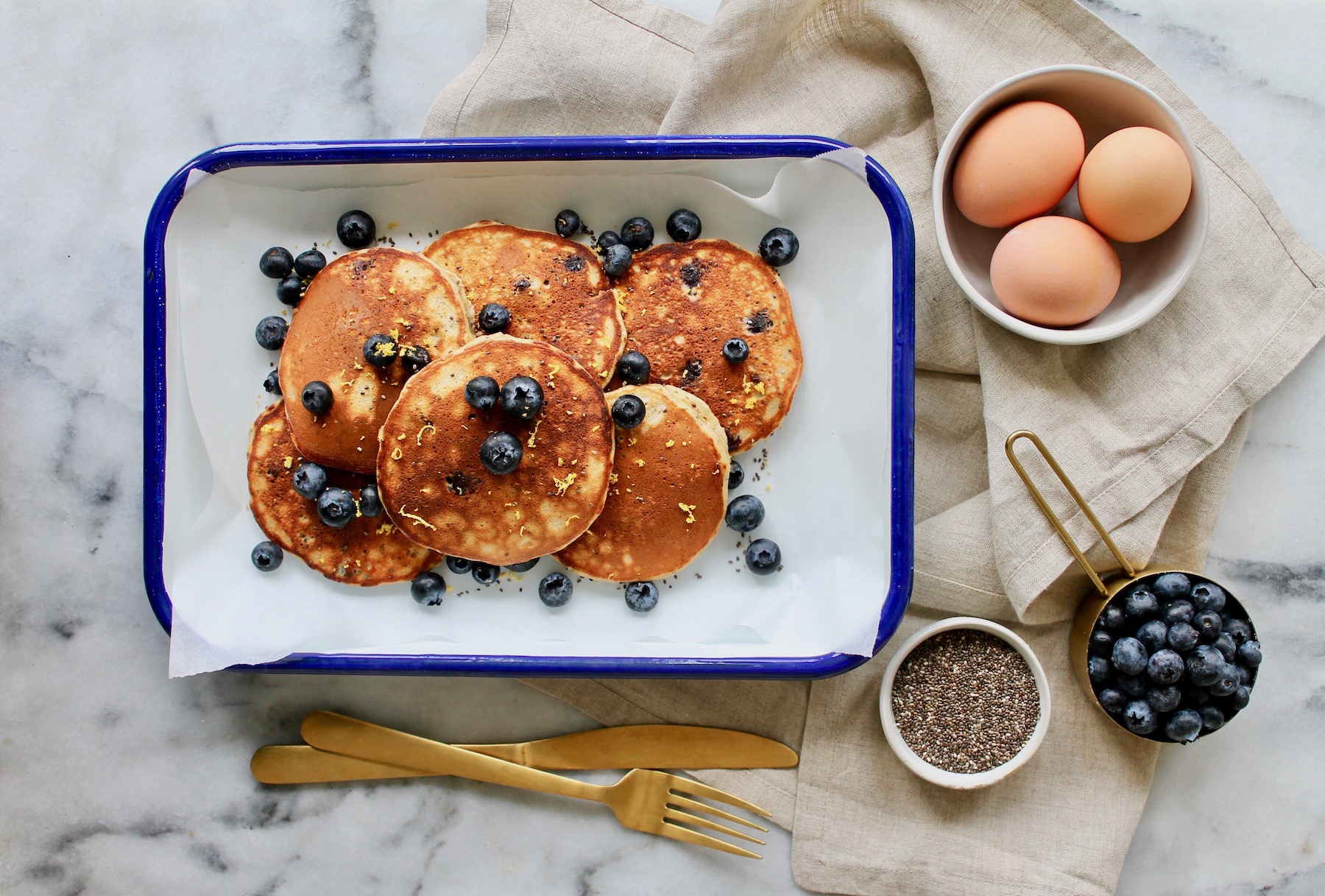 Blueberry Lemon Chia Protein Pancakes - Prescribe Nutrition