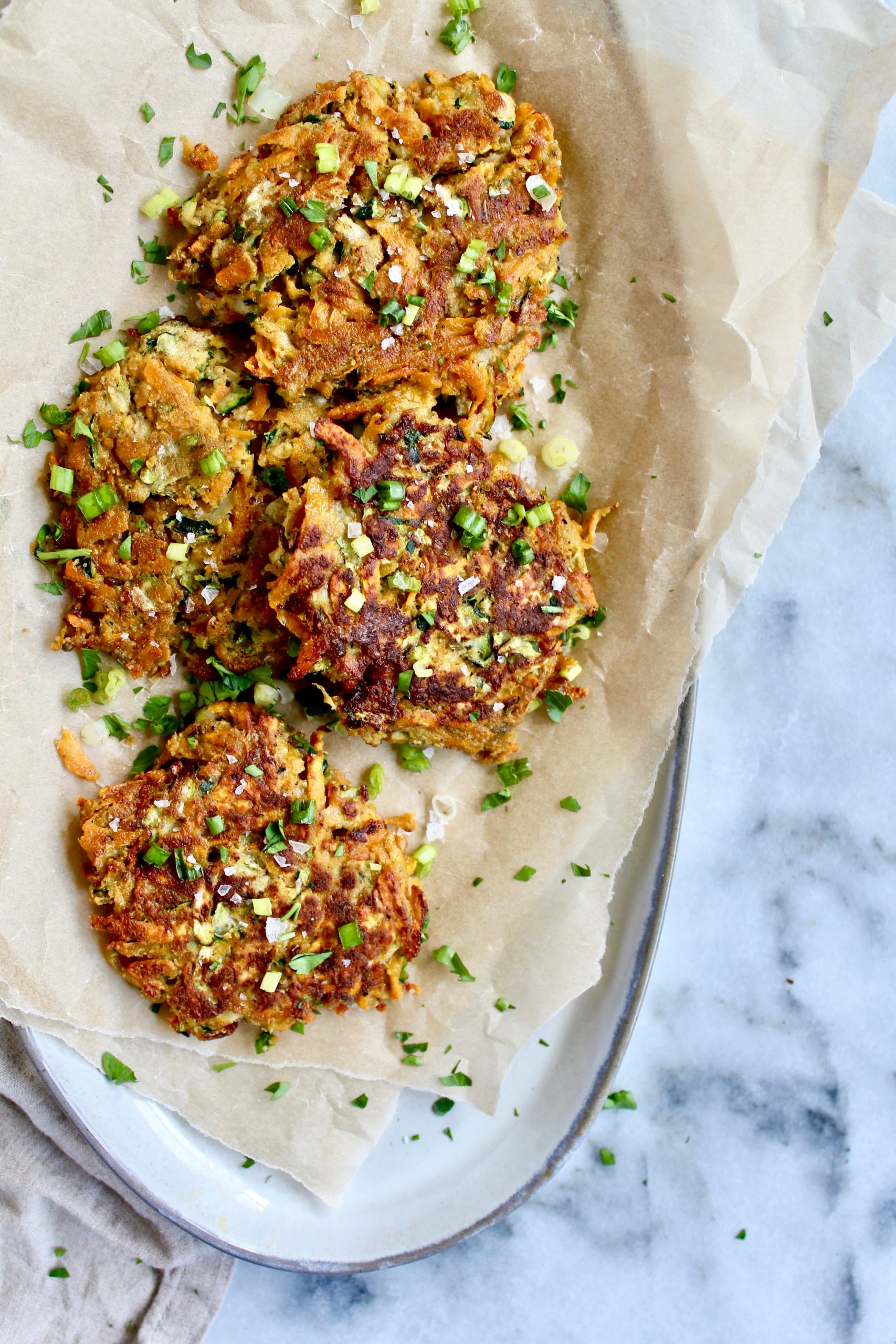 Zucchini + Sweet Potato Latkes - Prescribe Nutrition