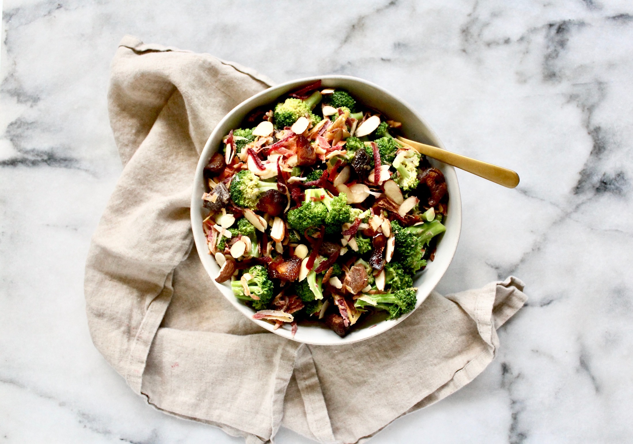 Chilled Broccoli Salad with Dried Apricots and Tahini Dressing