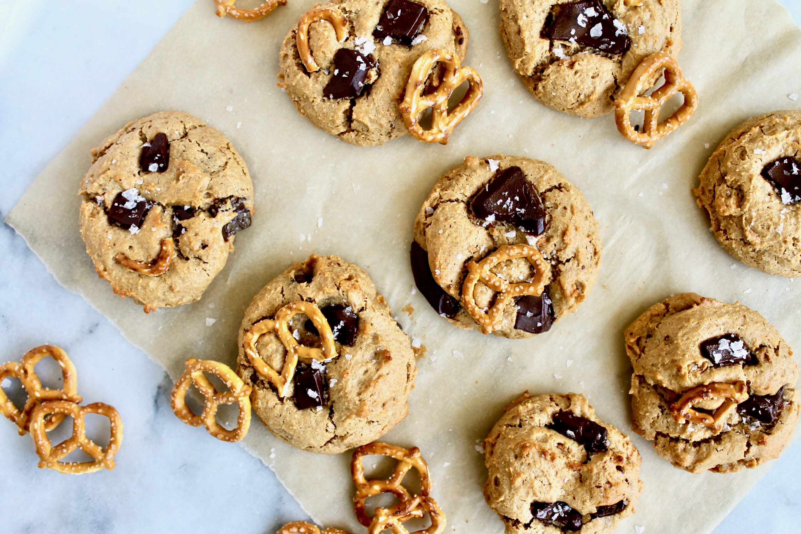 Salted Peanut Butter Pretzel Chocolate Chip Cookies - Prescribe Nutrition
