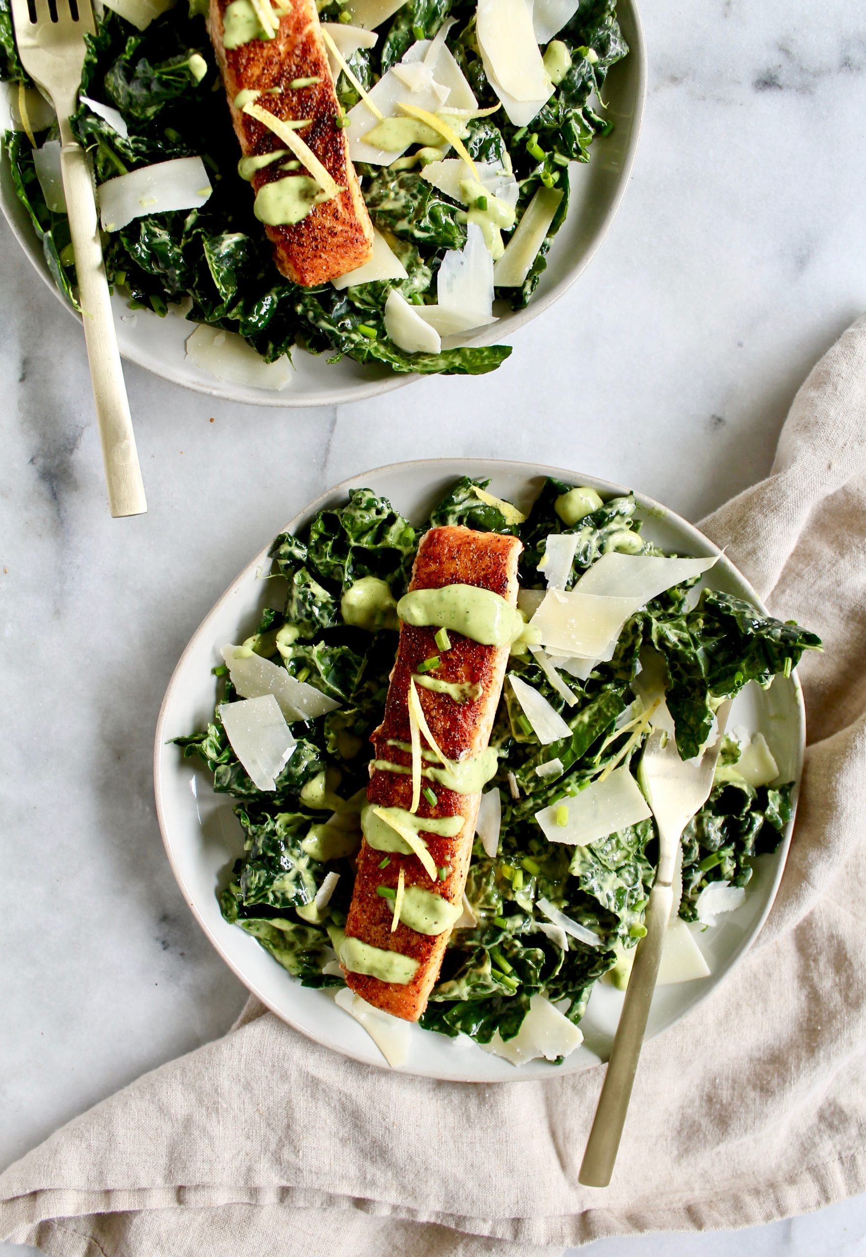 Salmon & Kale Caesar Salad