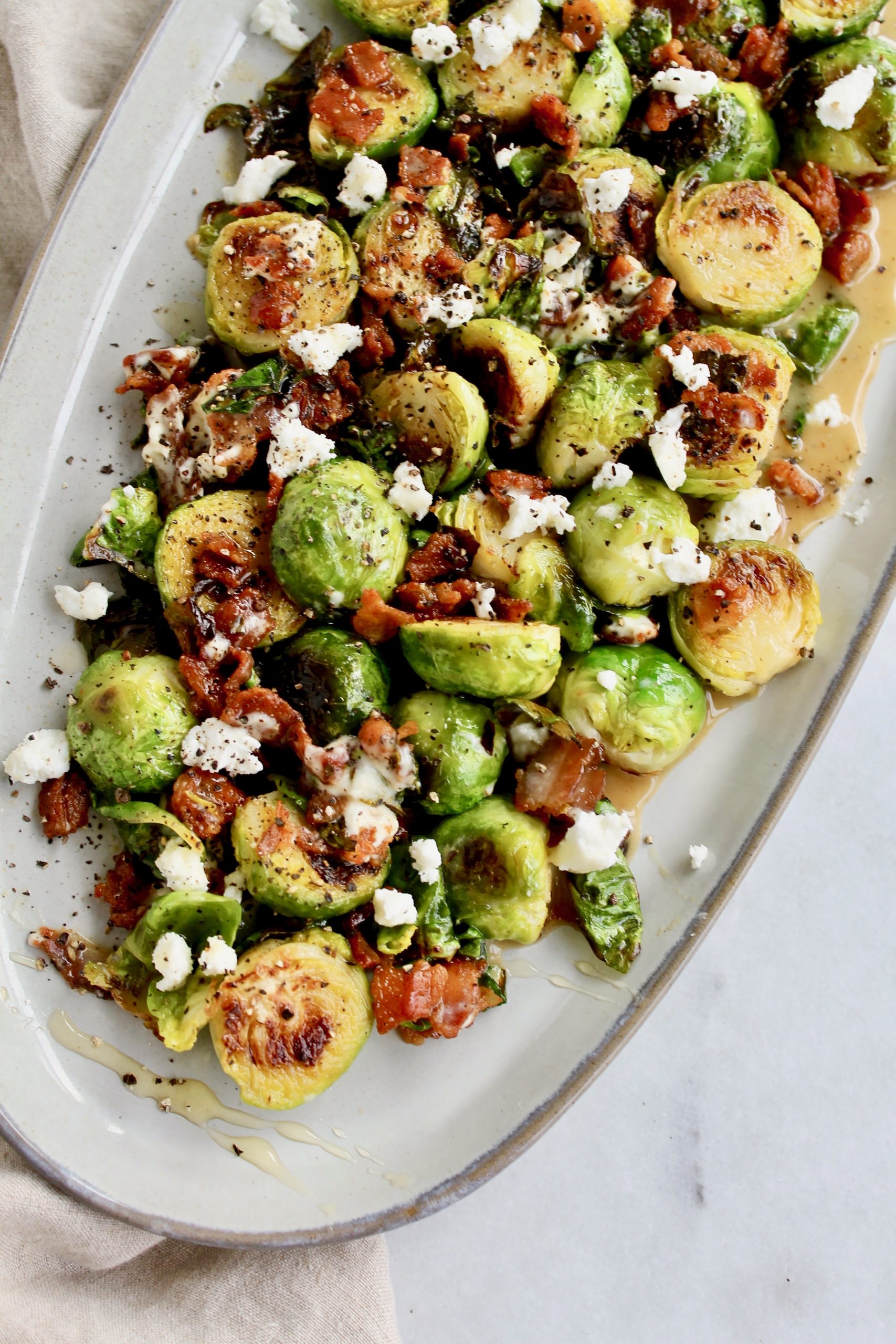 Brussel Sprouts with Bacon, Goat Cheese and Vinaigrette Prescribe